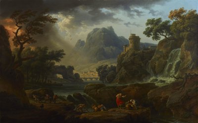 Paisaje de montaña con tormenta de Claude Joseph Vernet